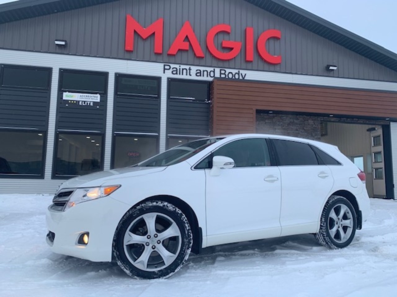 White Toyota Venza repaired and detailed